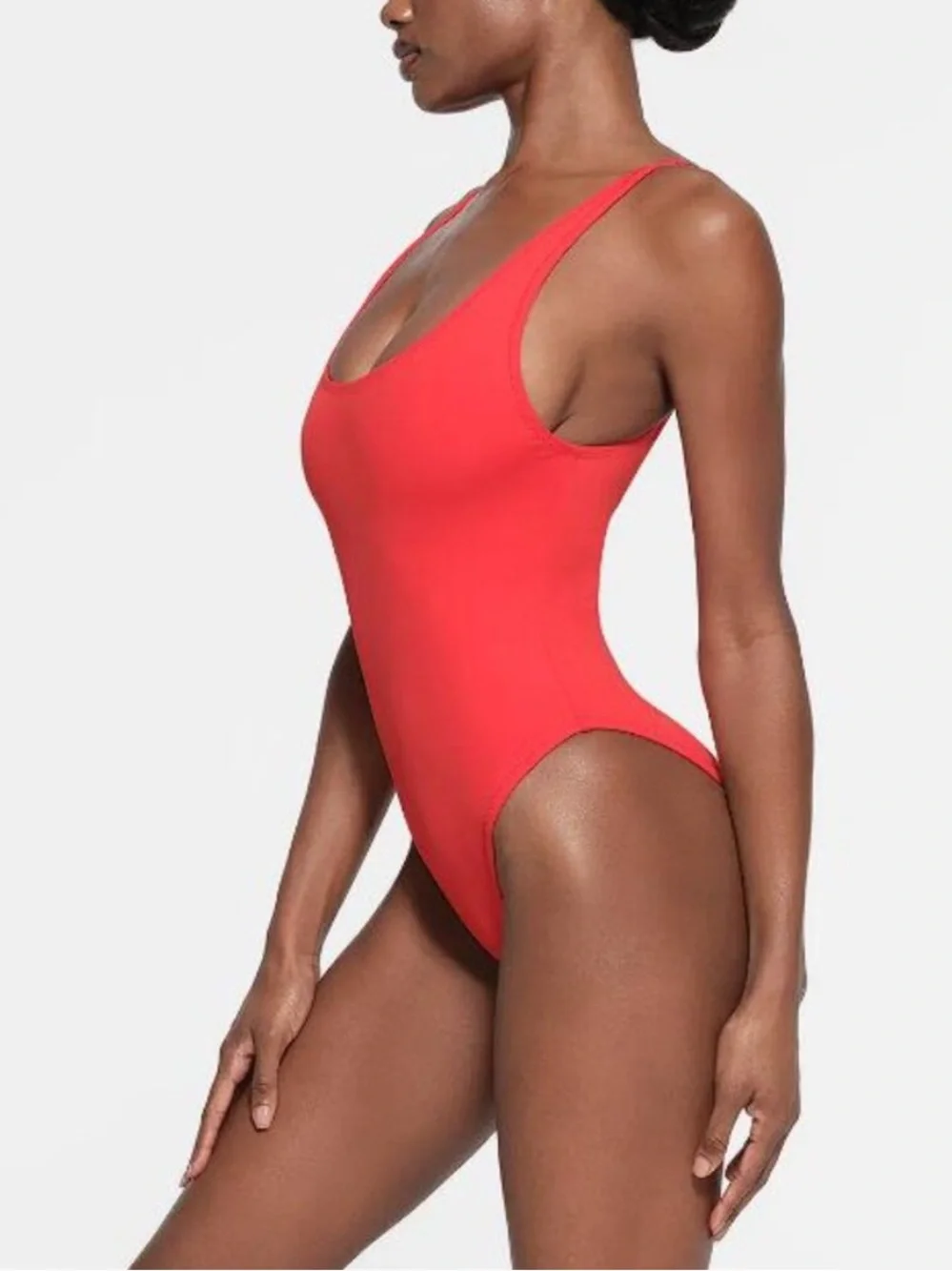 Skims Signature Swim Scoop Neck One Piece Red Size XL